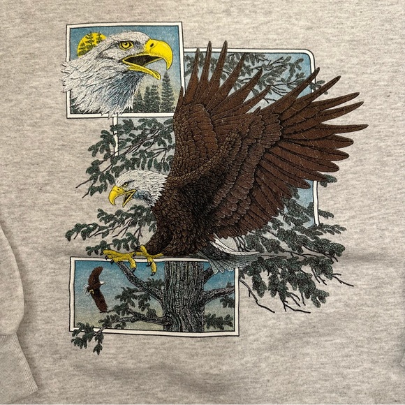 Vintage 90s Eagle Print Santee Crewneck sweatshirt adult L made in USA - Picture 2 of 3